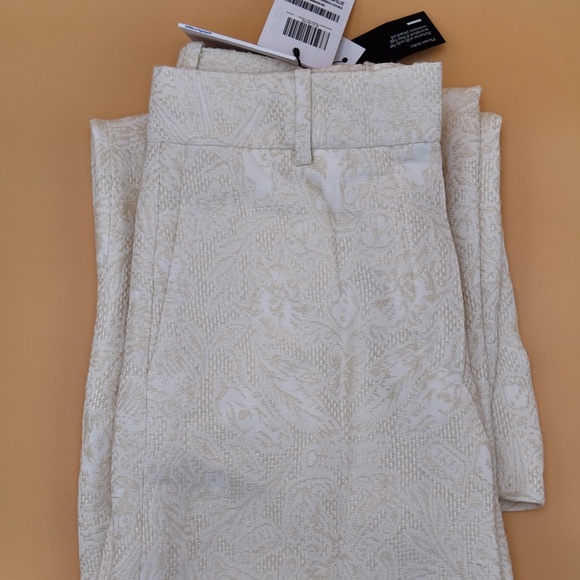 NWT + OFF-WHITE JACQUARD FABRIC TATTOO PALAZZO PANTS / Coconut Milk - Picture 7 of 11